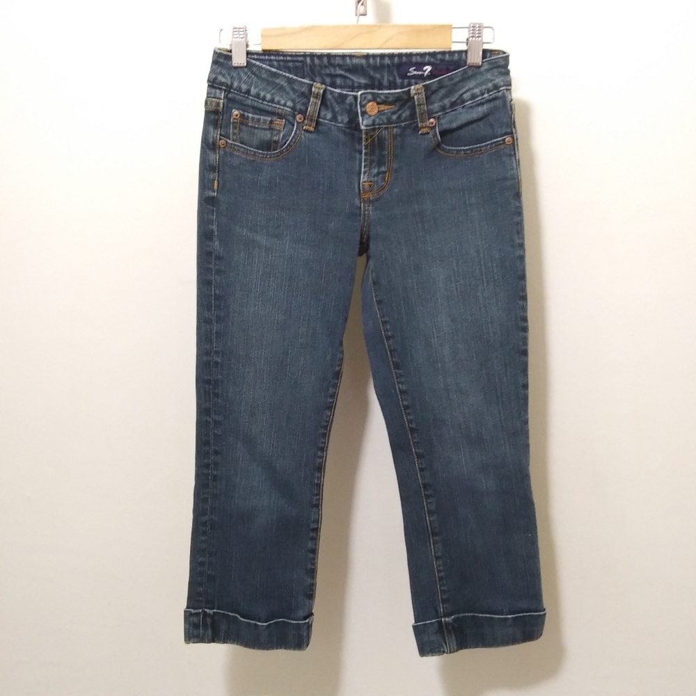 7 For All Mankind Crystal Pocket Low Rise Size 26 Jeans Cropped Rolled Cuff - Picture 3 of 9
